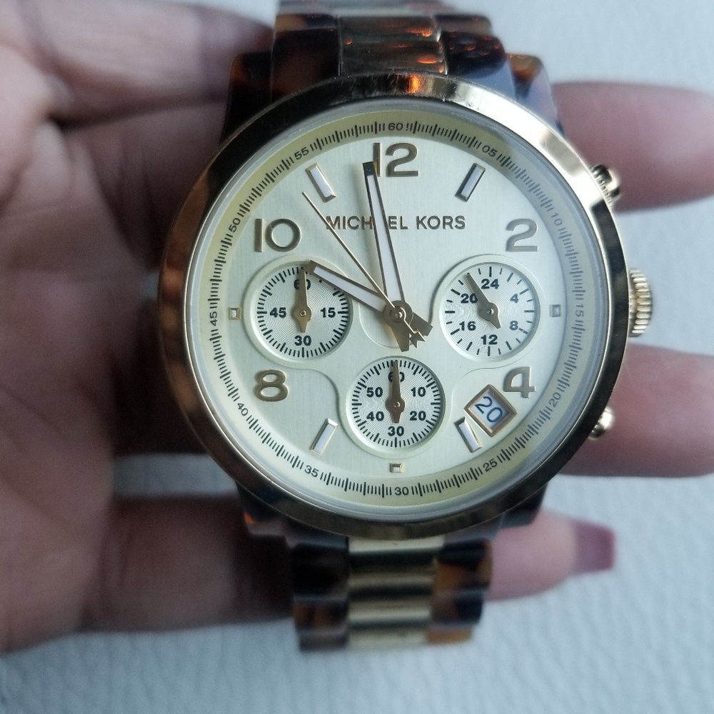 Gold-tone tortoise Michael Kors watch
